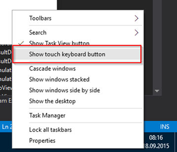 show touch keyboard