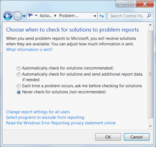 microsoft application error reporting how to enable