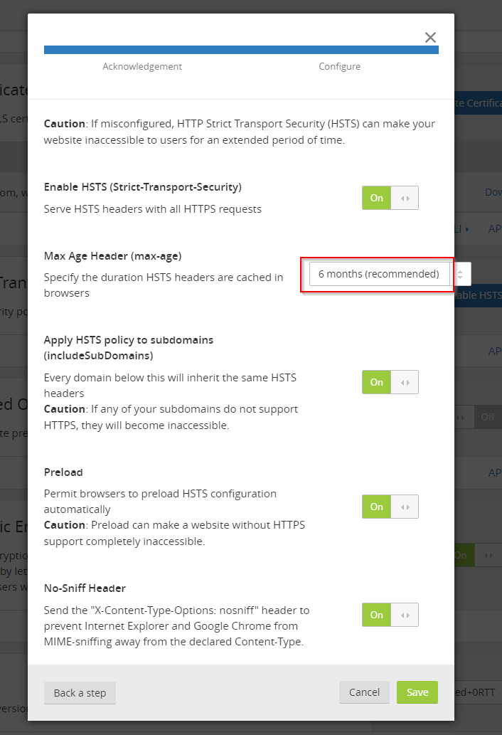 HSTS settings in Cloudflare