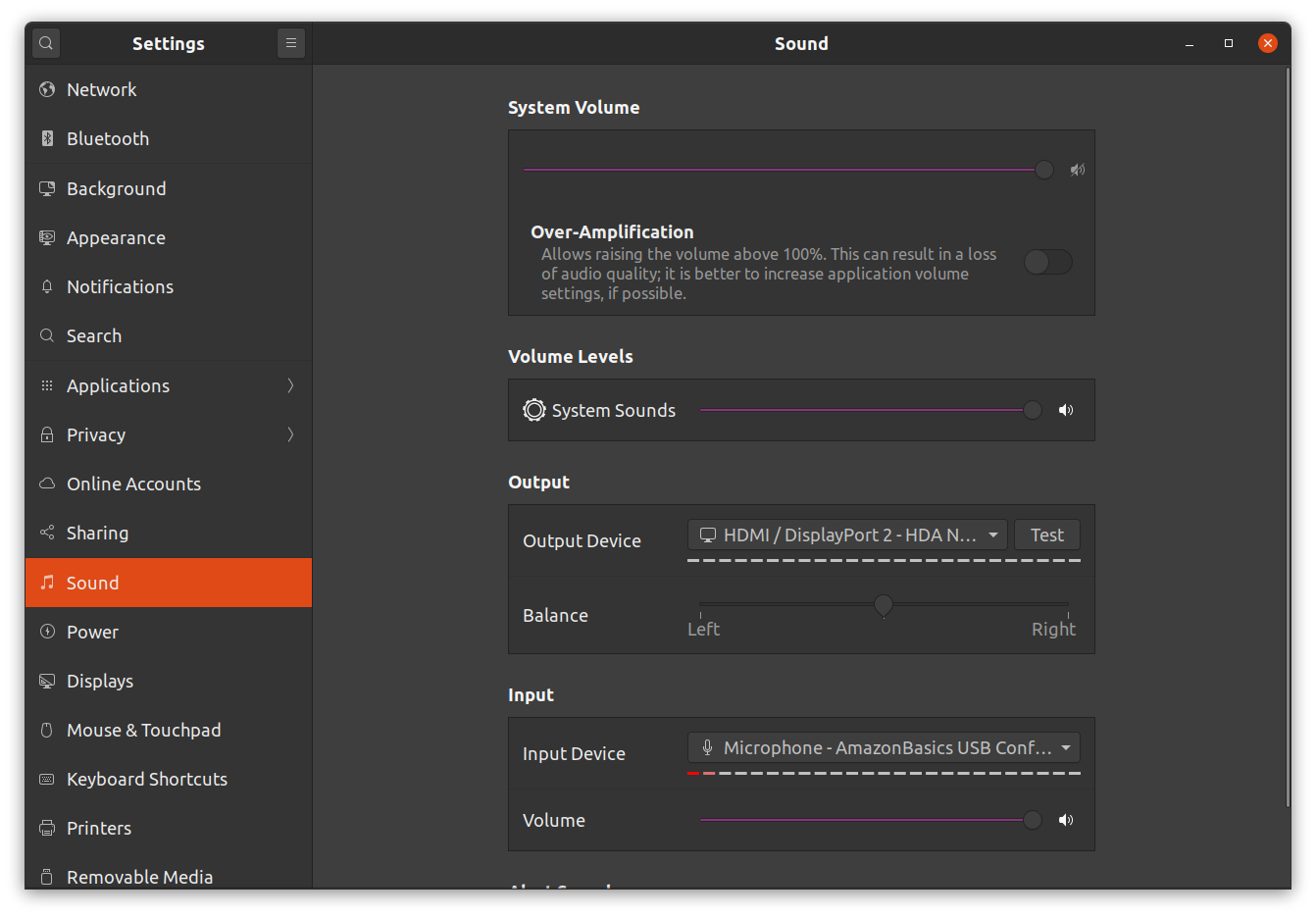 Ubuntu Audio Settings