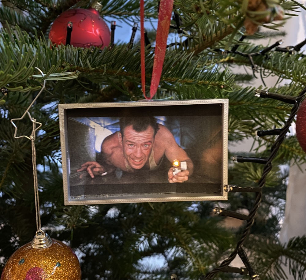 The Die Hard ornament on our Christmas tree