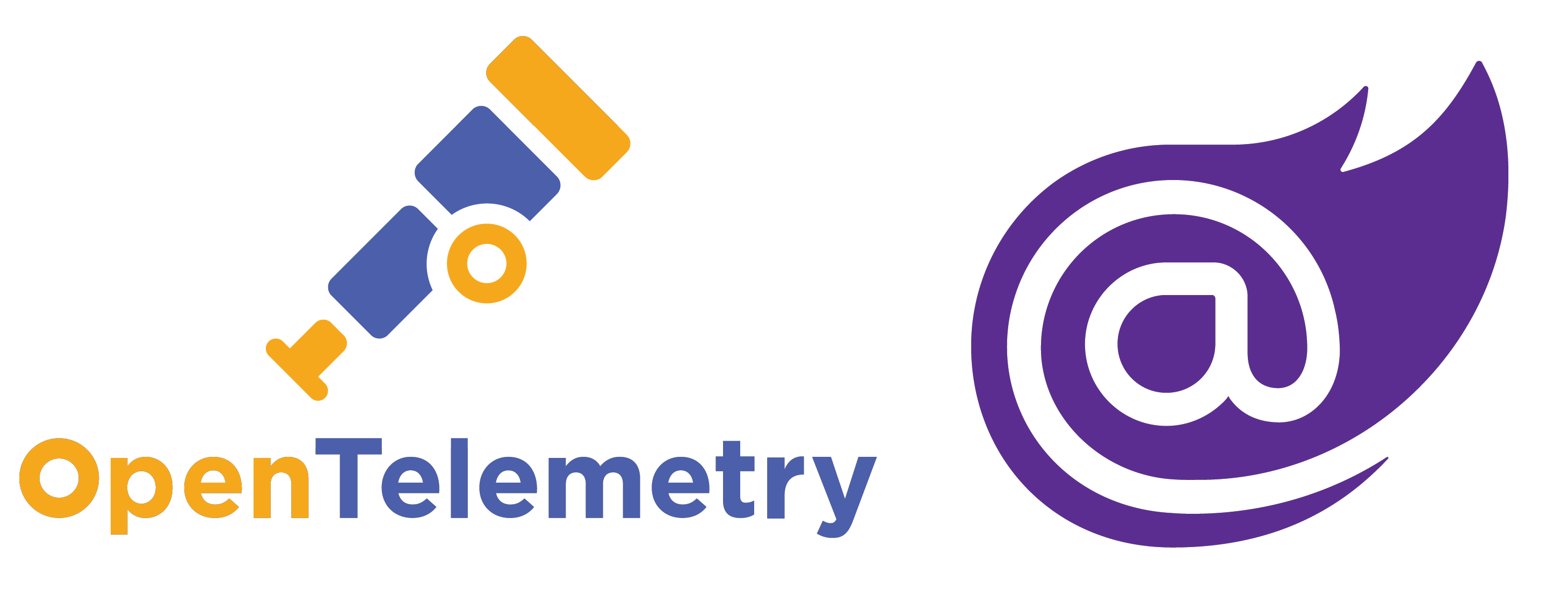 Logos of OpenTelemetry and Blazor