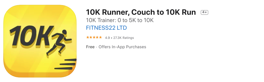The 10K Runner, Couch to 10K Run download screen