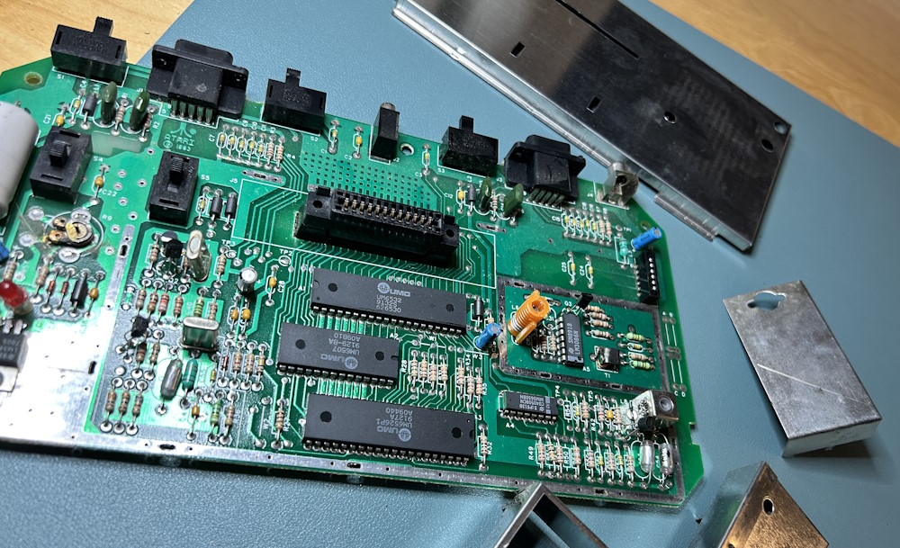 The Atari 2660 board with the RF shielding removed