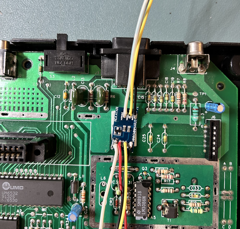 Sticking the RCA module to the board