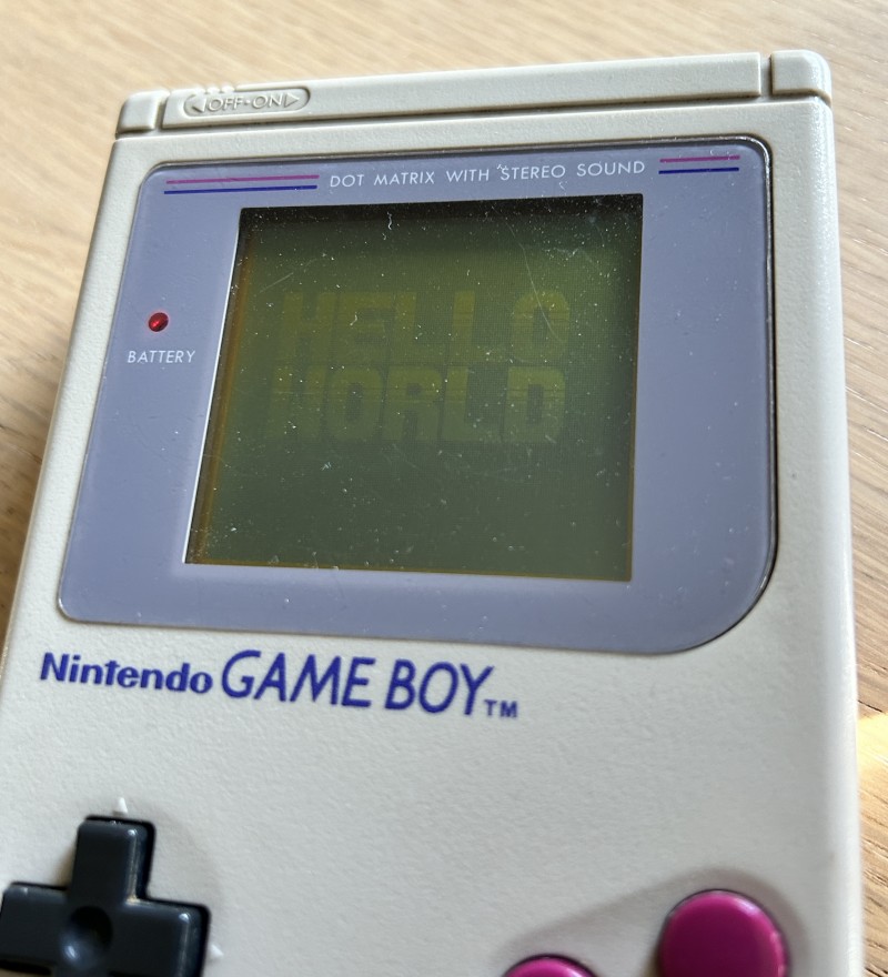 "Hello World" running on a Game Boy