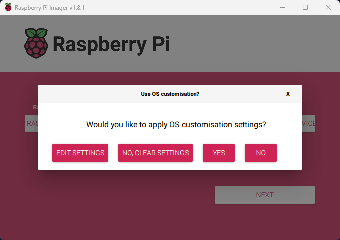 The Raspberry Pi Imager tool