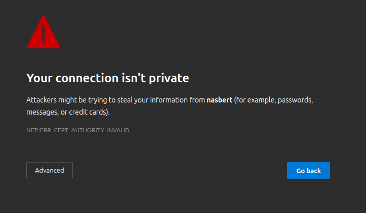 Browser show "Your connection isn't private warning