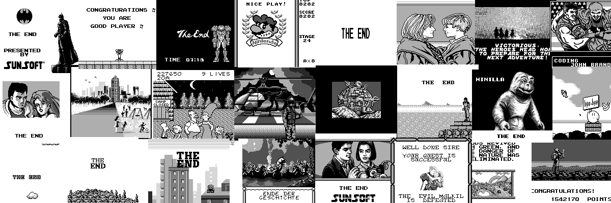 Different end screens of games that I finished